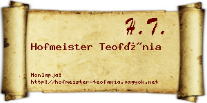 Hofmeister Teofánia névjegykártya